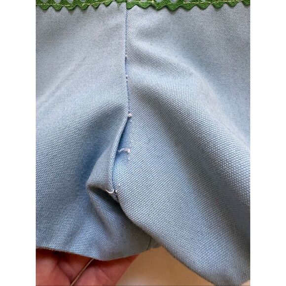 Baby boy light blue overalls vintage romper one piece shorts bull 70s - Picture 4 of 5